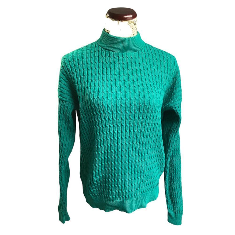 Country Sophisticates Knockabouts by Pendleton green cable knit sweater XL